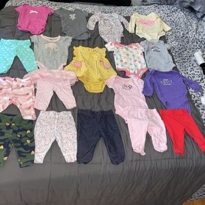 0-3 months baby onesies and pants baby girl